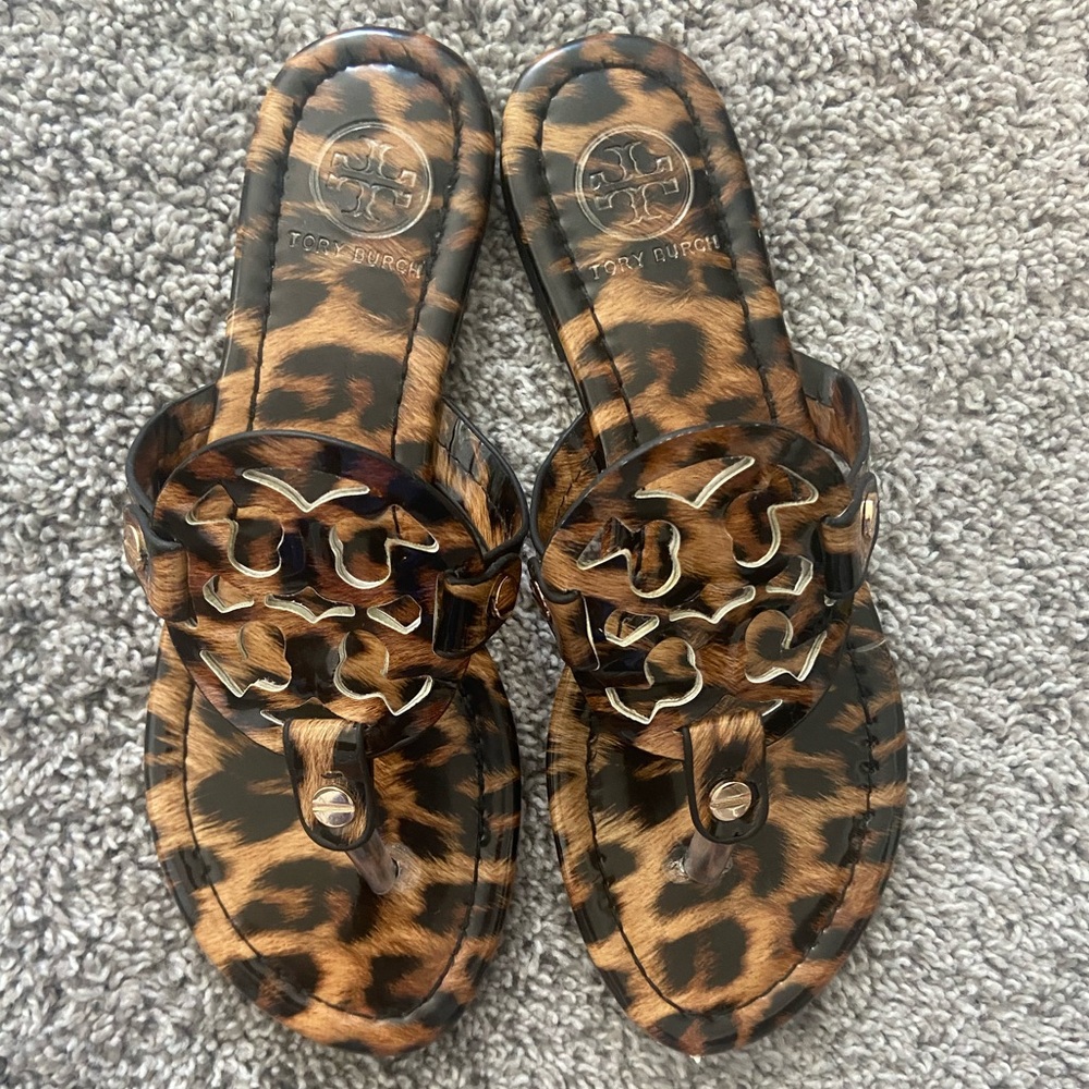 Tory Burch Leopard Miller Sandals- 8.5- Very Good condition
